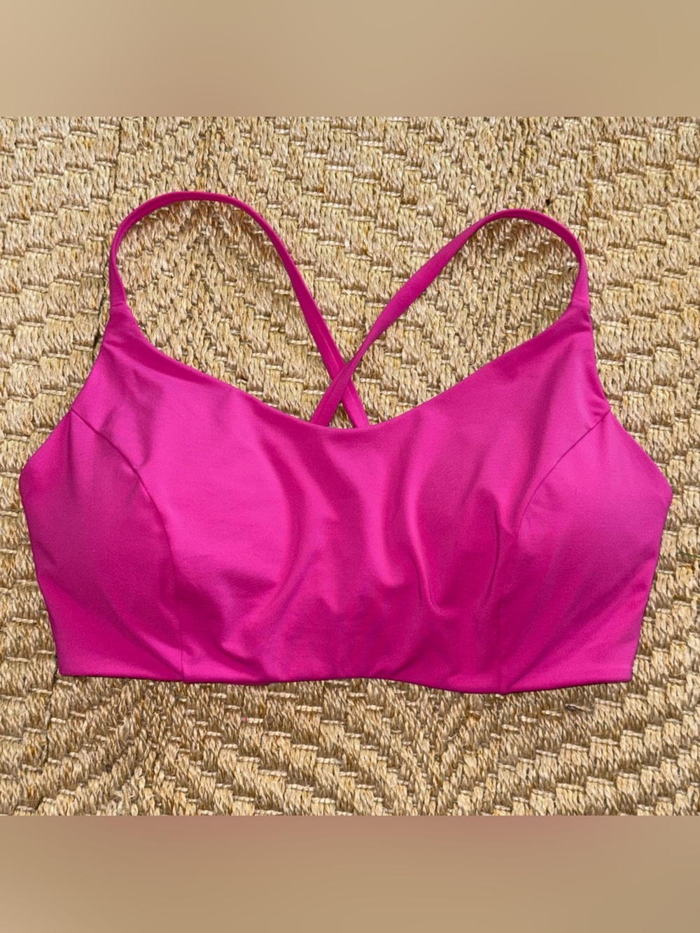 CRZ YOGA Hot Magenta Pink Criss Cross Back Adjustable Tie Bikini Top Large